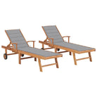 Fijn geschuurde houten ligstoel met rustieke uitstraling voor buiten - Grijs / 2 / Zonder tafel - Ligstoelen