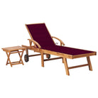 Fijn geschuurde houten ligstoel met rustieke uitstraling voor buiten - Wijnrood / 1 / Met tafel - Ligstoelen