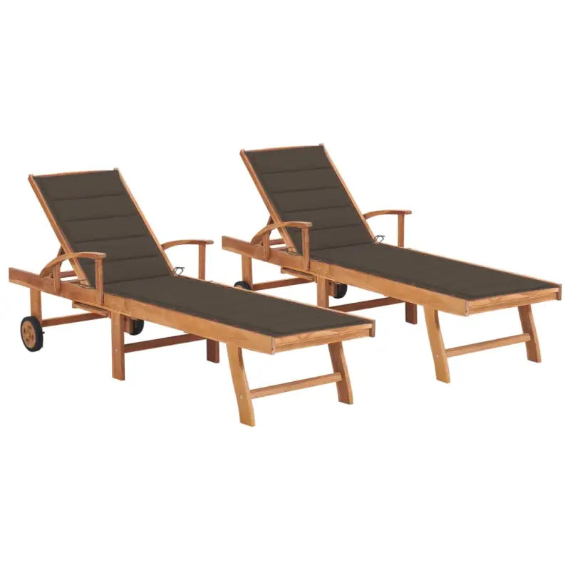 Fijn geschuurde houten ligstoel met rustieke uitstraling voor buiten - Taupe / 2 / Zonder tafel - Ligstoelen