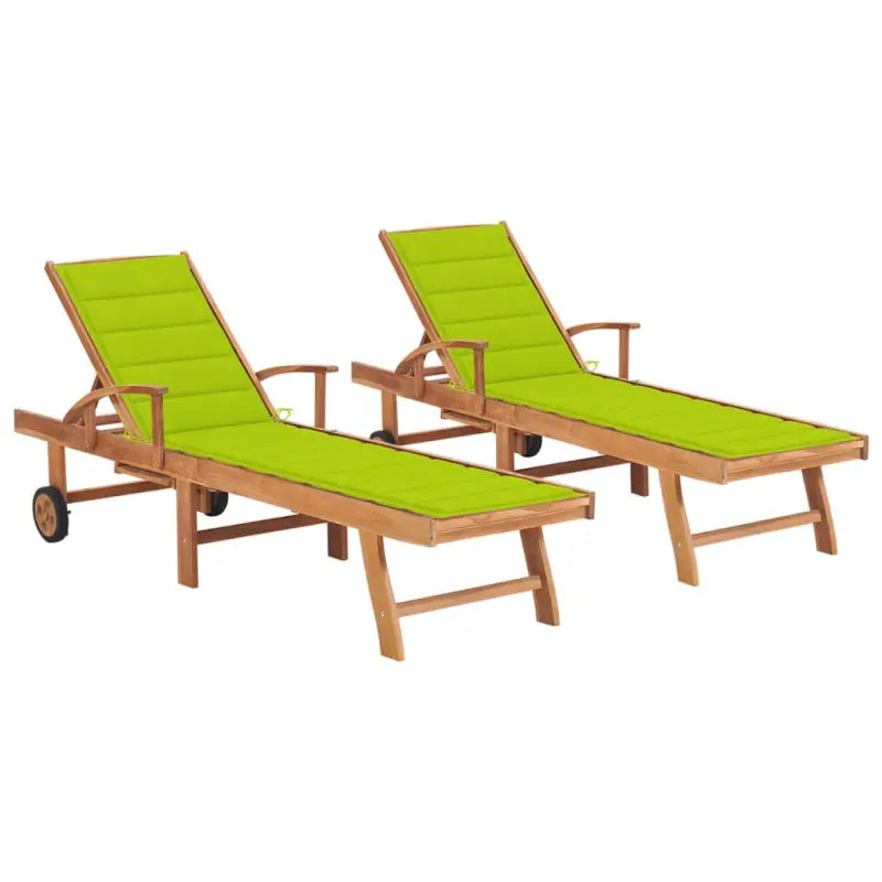 Fijn geschuurde houten ligstoel met rustieke uitstraling voor buiten - Heldergroen / 2 / Zonder tafel - Ligstoelen