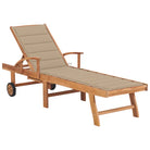 Fijn geschuurde houten ligstoel met rustieke uitstraling voor buiten - Beige / 1 / Zonder tafel - Ligstoelen