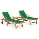 Fijn geschuurde houten ligstoel met rustieke uitstraling voor buiten - Groen / 2 / Met tafel - Ligstoelen