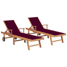 Fijn geschuurde houten ligstoel met rustieke uitstraling voor buiten - Wijnrood / 2 / Zonder tafel - Ligstoelen