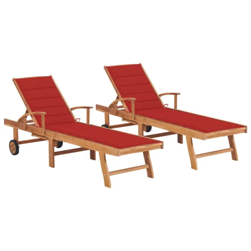 Fijn geschuurde houten ligstoel met rustieke uitstraling voor buiten - Rood / 2 / Zonder tafel - Ligstoelen