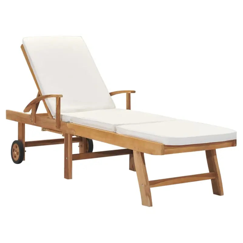 Fijn geschuurde houten ligstoelen met rustieke charme voor buitenruimte - Crème / 1 / Ja - Ligstoelen