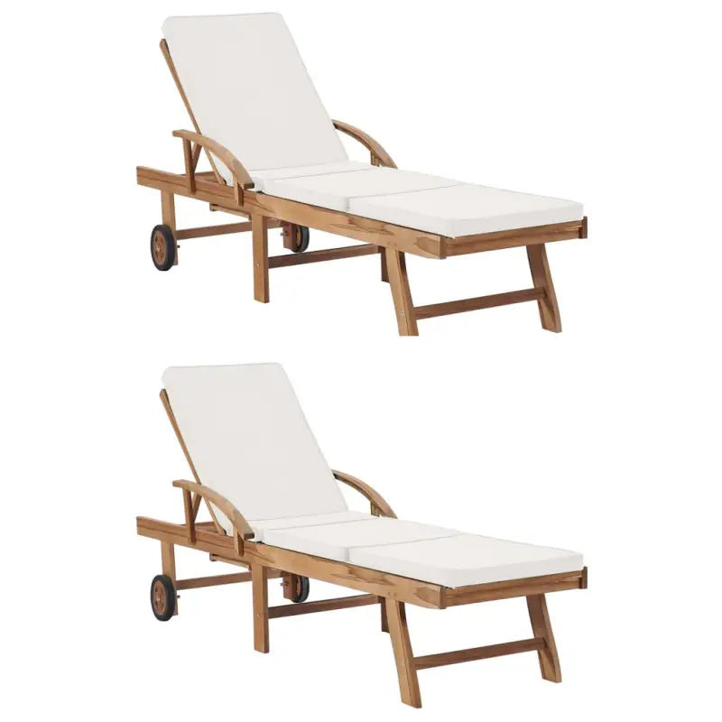 Fijn geschuurde houten ligstoelen met rustieke charme voor buitenruimte - Crème / 2 / Ja - Ligstoelen
