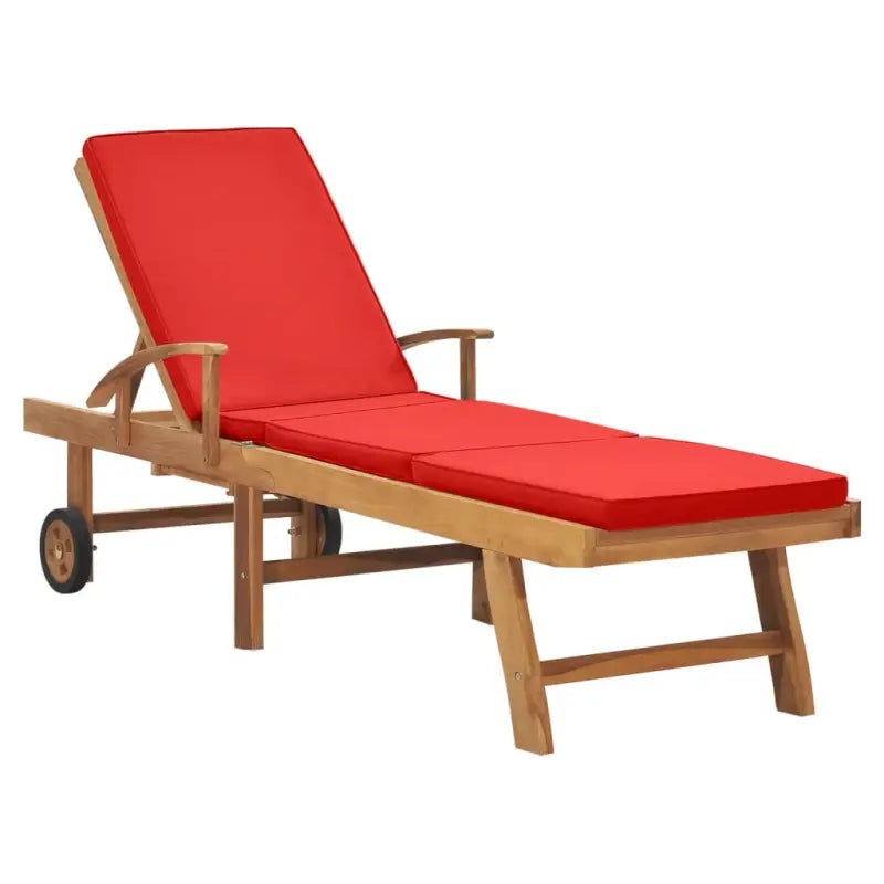 Fijn geschuurde houten ligstoelen met rustieke charme voor buitenruimte - Rood / 1 / Ja - Ligstoelen
