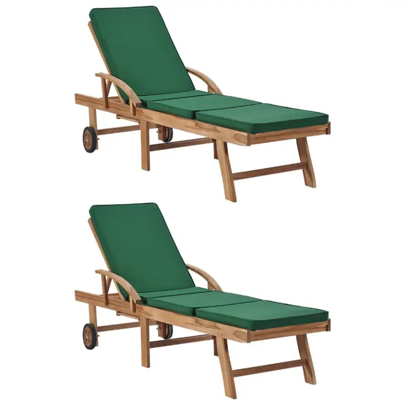 Fijn geschuurde houten ligstoelen met rustieke charme voor buitenruimte - Groen / 2 / Ja - Ligstoelen