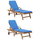 Fijn geschuurde houten ligstoelen met rustieke charme voor buitenruimte - Blauw / 2 / Ja - Ligstoelen