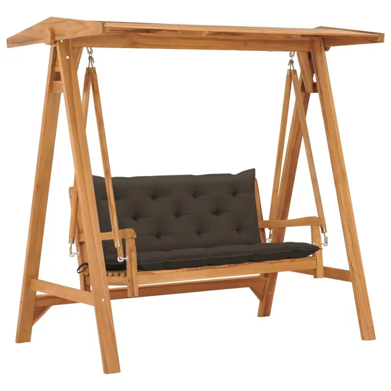 Fijn geschuurde houten schommelbank met verstelbare dakhoek voor tuinplezier - Taupe / 1 - Schommelbanken