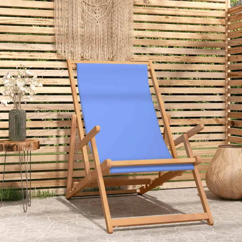 Fijn geschuurde houten Strandstoel voor tuin strand en camping - Blauw / 1 / Met armleuning - Tuinstoelen