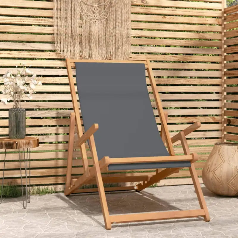 Fijn geschuurde houten Strandstoel voor tuin strand en camping - Grijs / 1 / Met armleuning - Tuinstoelen