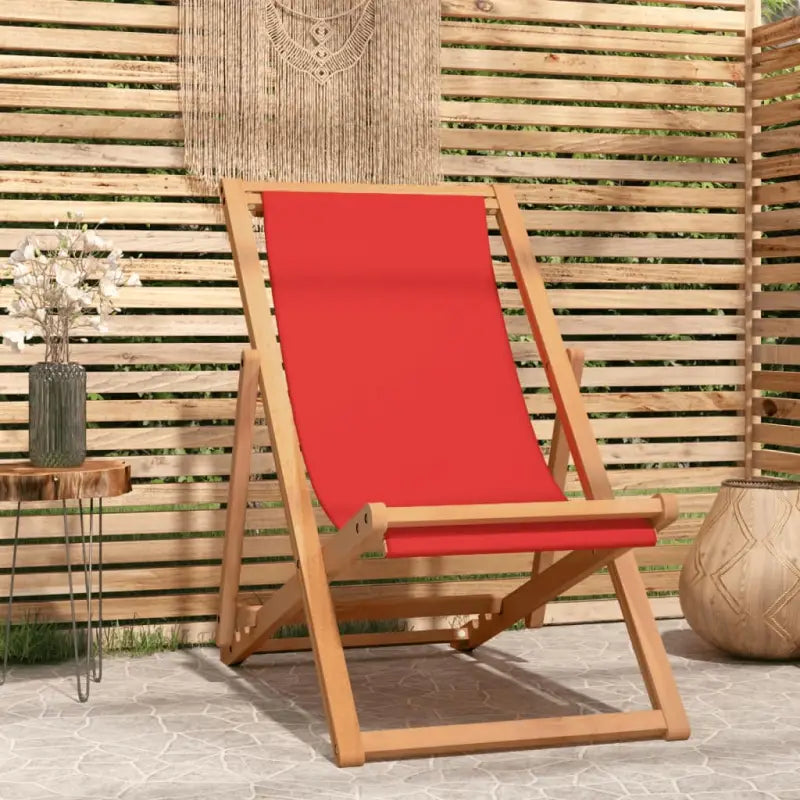 Fijn geschuurde houten Strandstoel voor tuin strand en camping - Rood / 1 / Zonder armleuning - Tuinstoelen