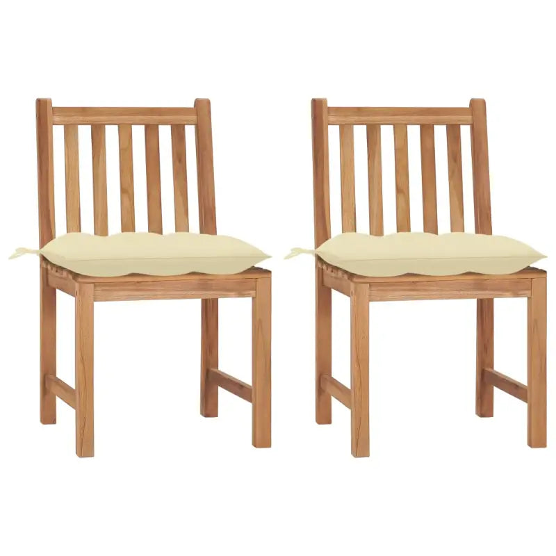 Fijn geschuurde houten tuinstoelen set voor in de tuin of op terras - Crème / 2 - Tuinstoelen