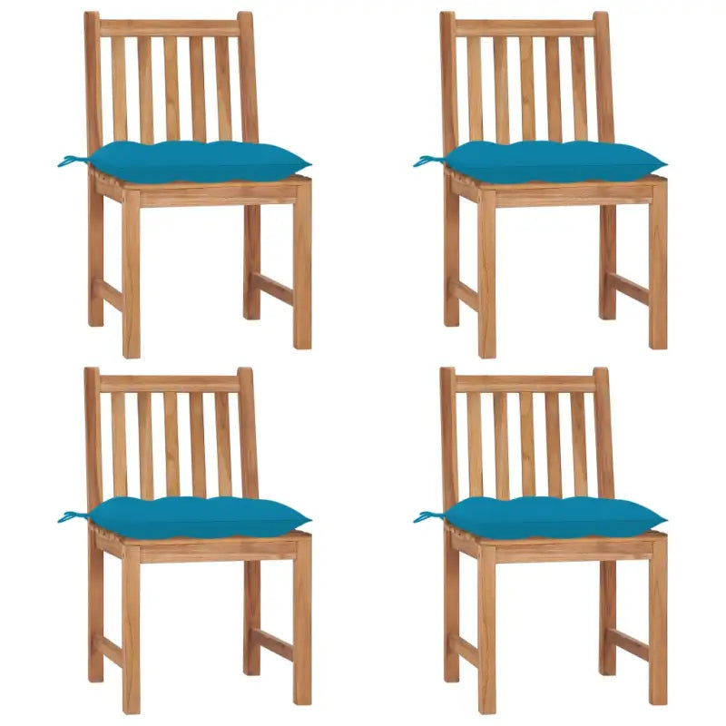 Fijn geschuurde houten tuinstoelen set voor in de tuin of op terras - lichtblauw / 4 - Tuinstoelen