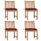 Fijn geschuurde houten tuinstoelen set voor in de tuin of op terras - Wijnrood / 4 - Tuinstoelen