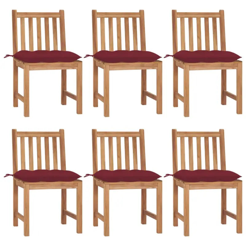 Fijn geschuurde houten tuinstoelen set voor in de tuin of op terras - Wijnrood / 6 - Tuinstoelen
