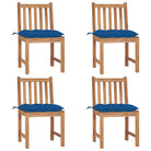 Fijn geschuurde houten tuinstoelen set voor in de tuin of op terras - Blauw / 4 - Tuinstoelen