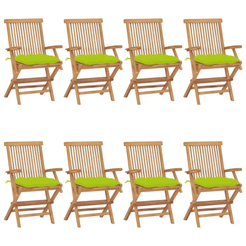 Fijn geschuurde houten tuinstoelen set voor terras en tuin - Heldergroen / 8 - Tuinstoelen