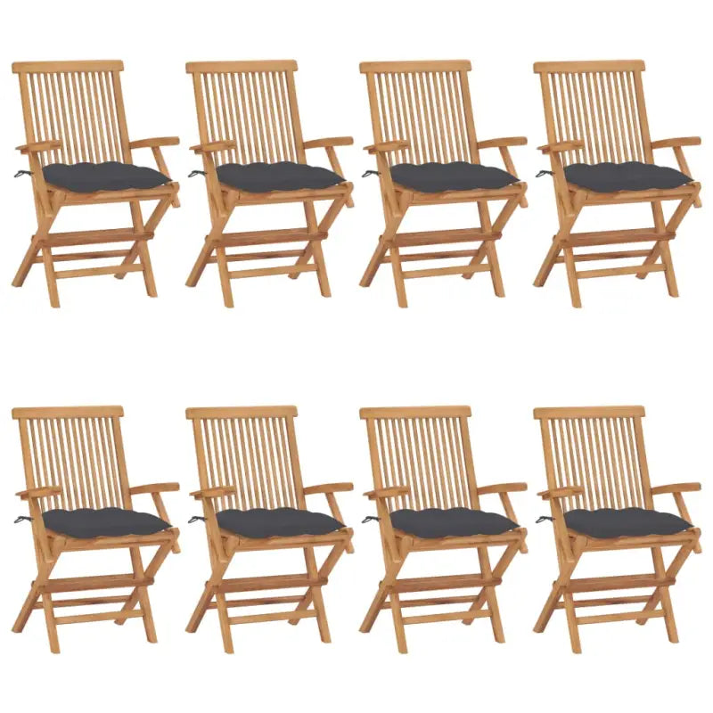 Fijn geschuurde houten tuinstoelen set voor terras en tuin - Antraciet / 8 - Tuinstoelen