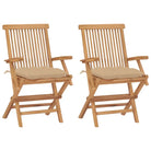 Fijn geschuurde houten tuinstoelen set voor terras en tuin - Beige / 2 - Tuinstoelen