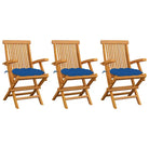 Fijn geschuurde houten tuinstoelen set voor terras en tuin - Blauw / 3 - Tuinstoelen