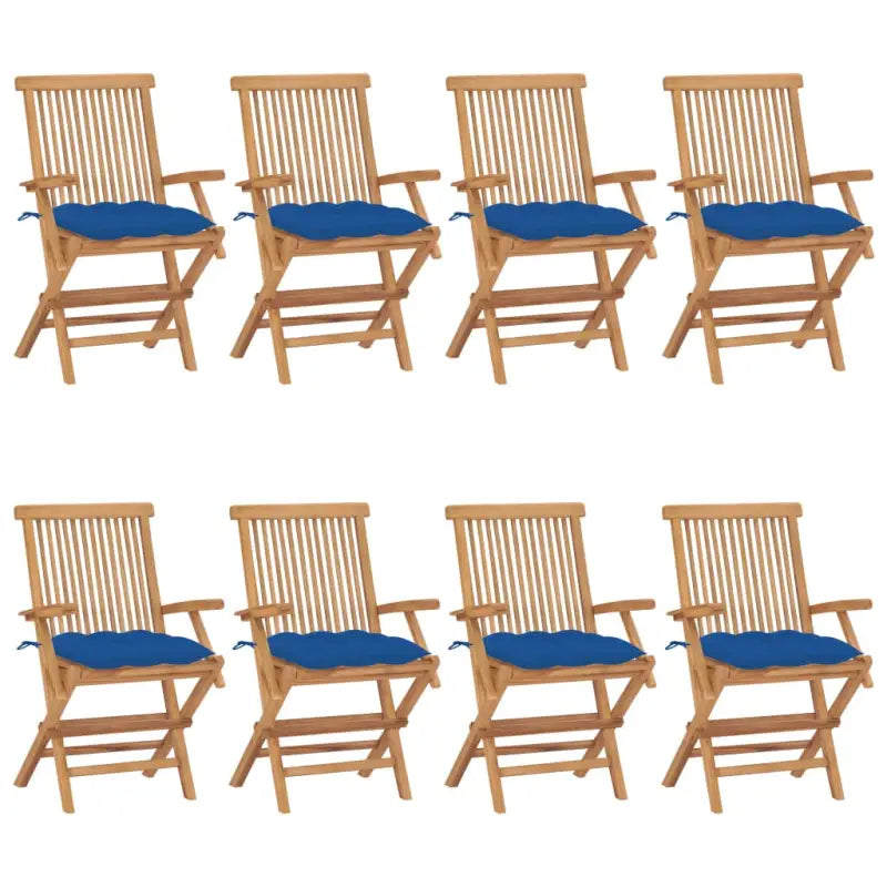 Fijn geschuurde houten tuinstoelen set voor terras en tuin - Blauw / 8 - Tuinstoelen