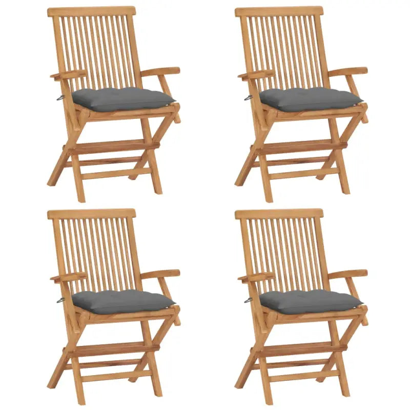 Fijn geschuurde houten tuinstoelen set voor terras en tuin - Grijs / 4 - Tuinstoelen