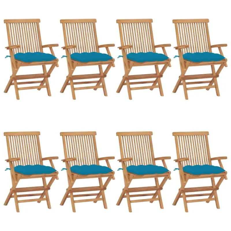 Fijn geschuurde houten tuinstoelen set voor terras en tuin - lichtblauw / 8 - Tuinstoelen