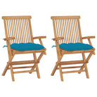 Fijn geschuurde houten tuinstoelen set voor terras en tuin - lichtblauw / 2 - Tuinstoelen
