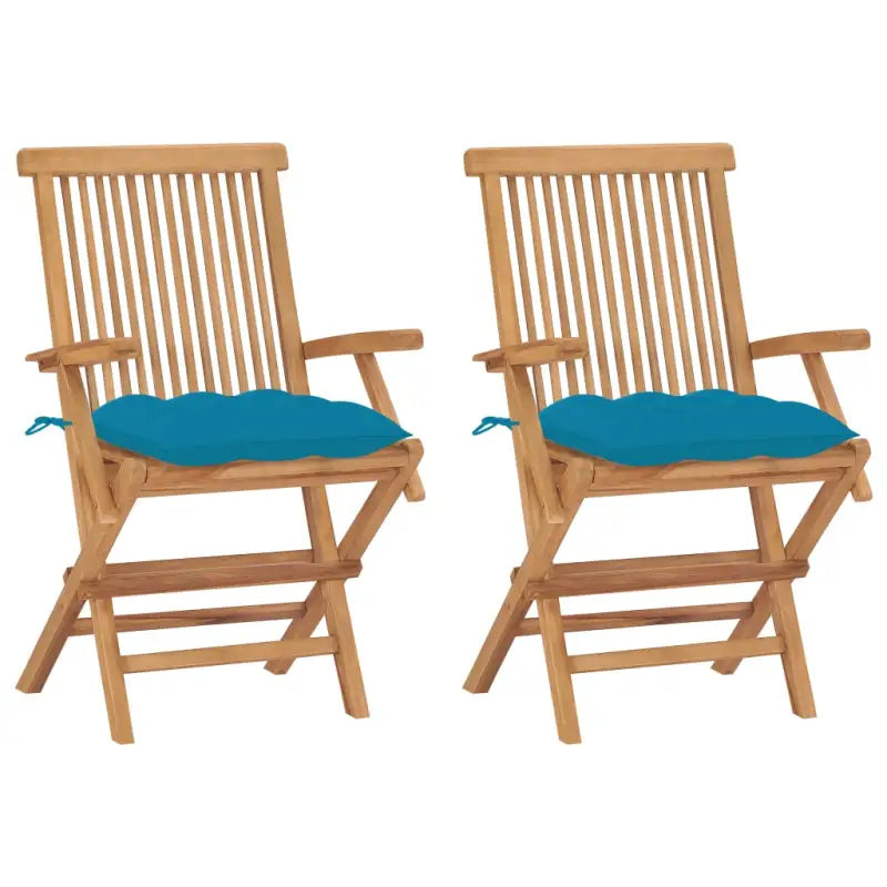 Fijn geschuurde houten tuinstoelen set voor terras en tuin - lichtblauw / 2 - Tuinstoelen