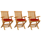 Fijn geschuurde houten tuinstoelen set voor terras en tuin - Rood / 3 - Tuinstoelen