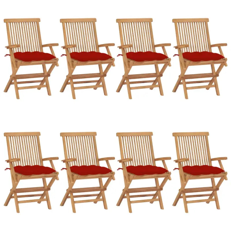 Fijn geschuurde houten tuinstoelen set voor terras en tuin - Rood / 8 - Tuinstoelen