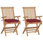 Fijn geschuurde houten tuinstoelen set voor terras en tuin - Wijnrood / 2 - Tuinstoelen