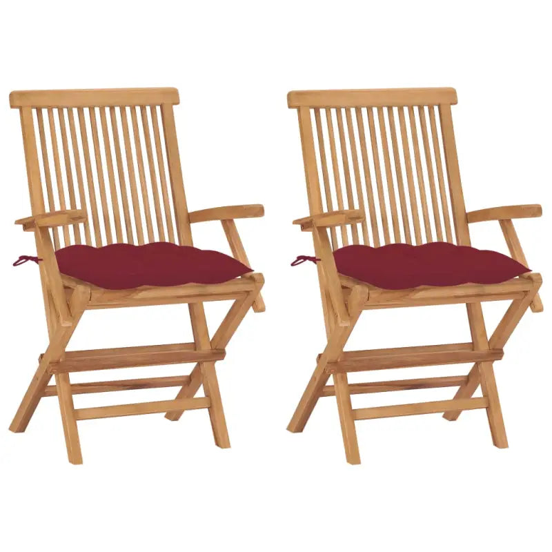 Fijn geschuurde houten tuinstoelen set voor terras en tuin - Wijnrood / 2 - Tuinstoelen