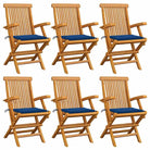 Fijn geschuurde houten tuinstoelen set voor tuin en terras - koningsblauw / 6 - Tuinstoelen
