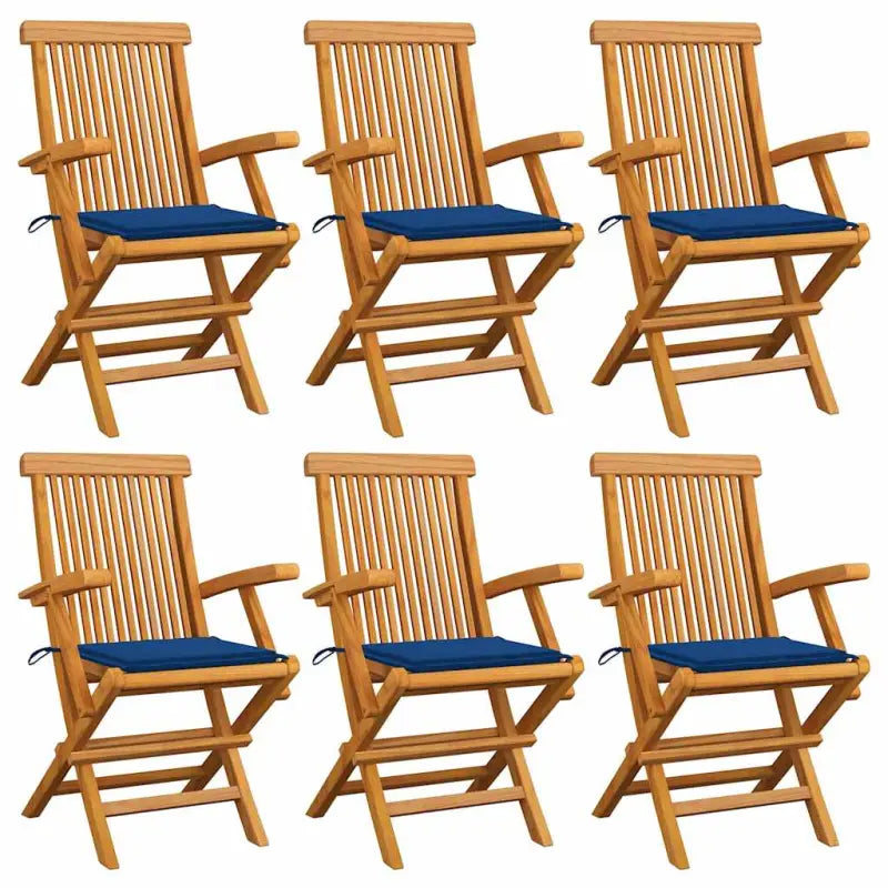 Fijn geschuurde houten tuinstoelen set voor tuin en terras - koningsblauw / 6 - Tuinstoelen