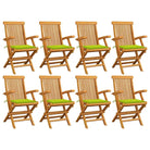 Fijn geschuurde houten tuinstoelen set voor tuin en terras - Heldergroen / 8 - Tuinstoelen
