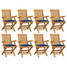 Fijn geschuurde houten tuinstoelen set voor tuin en terras - koningsblauw / 8 - Tuinstoelen