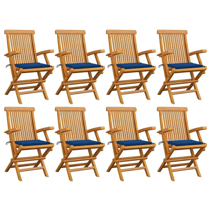 Fijn geschuurde houten tuinstoelen set voor tuin en terras - koningsblauw / 8 - Tuinstoelen