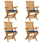 Fijn geschuurde houten tuinstoelen set voor tuin en terras - koningsblauw / 4 - Tuinstoelen