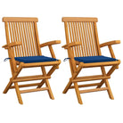 Fijn geschuurde houten tuinstoelen set voor tuin en terras - koningsblauw / 2 - Tuinstoelen