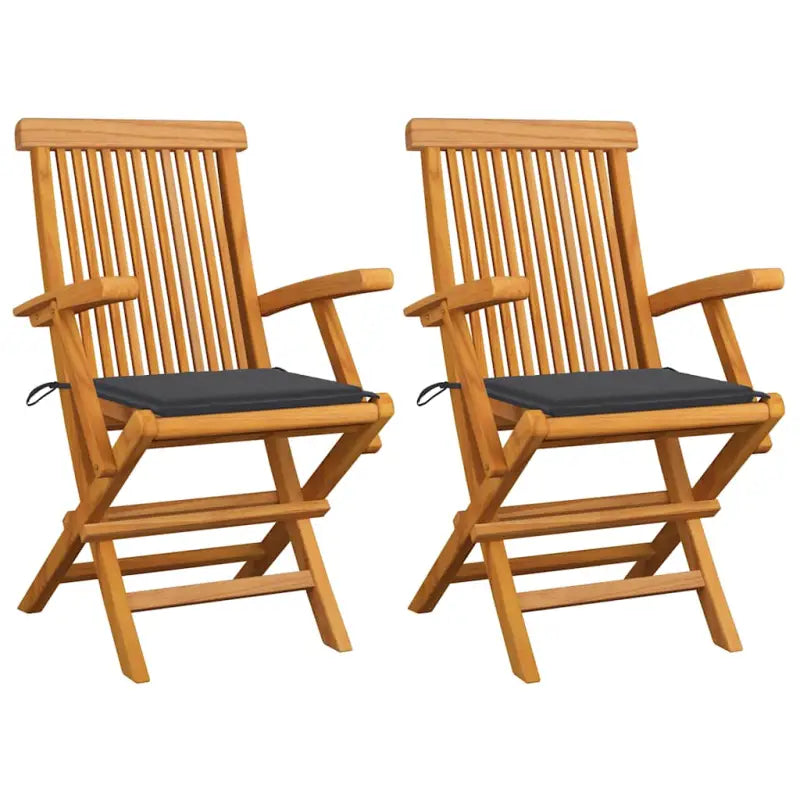 Fijn geschuurde houten tuinstoelen set voor tuin en terras - Antraciet / 2 - Tuinstoelen