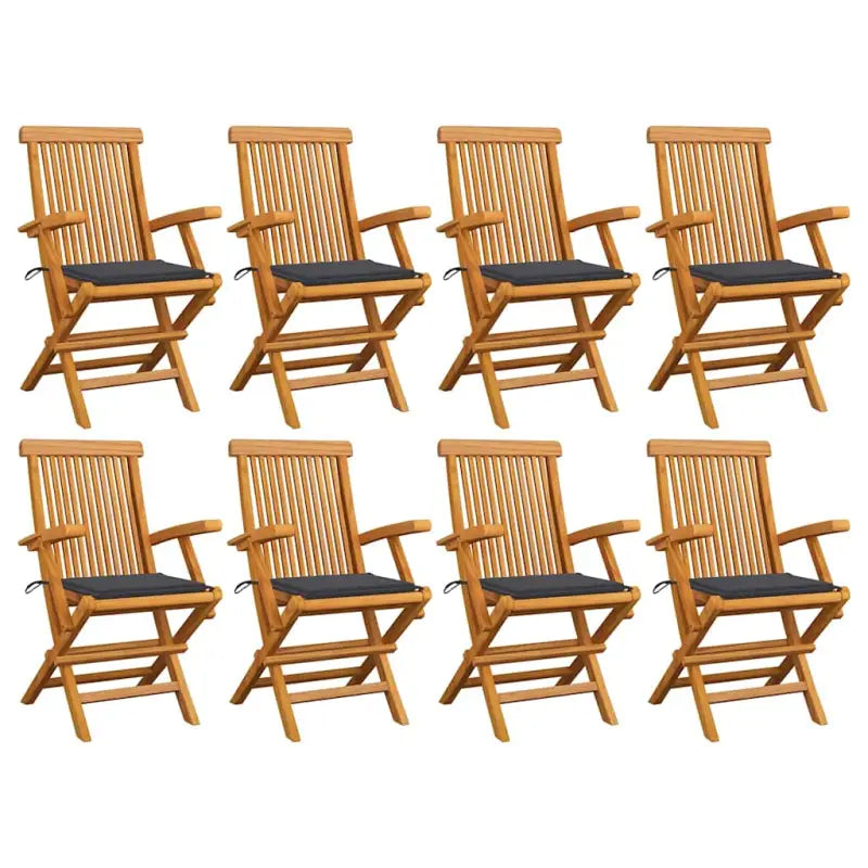 Fijn geschuurde houten tuinstoelen set voor tuin en terras - Antraciet / 8 - Tuinstoelen