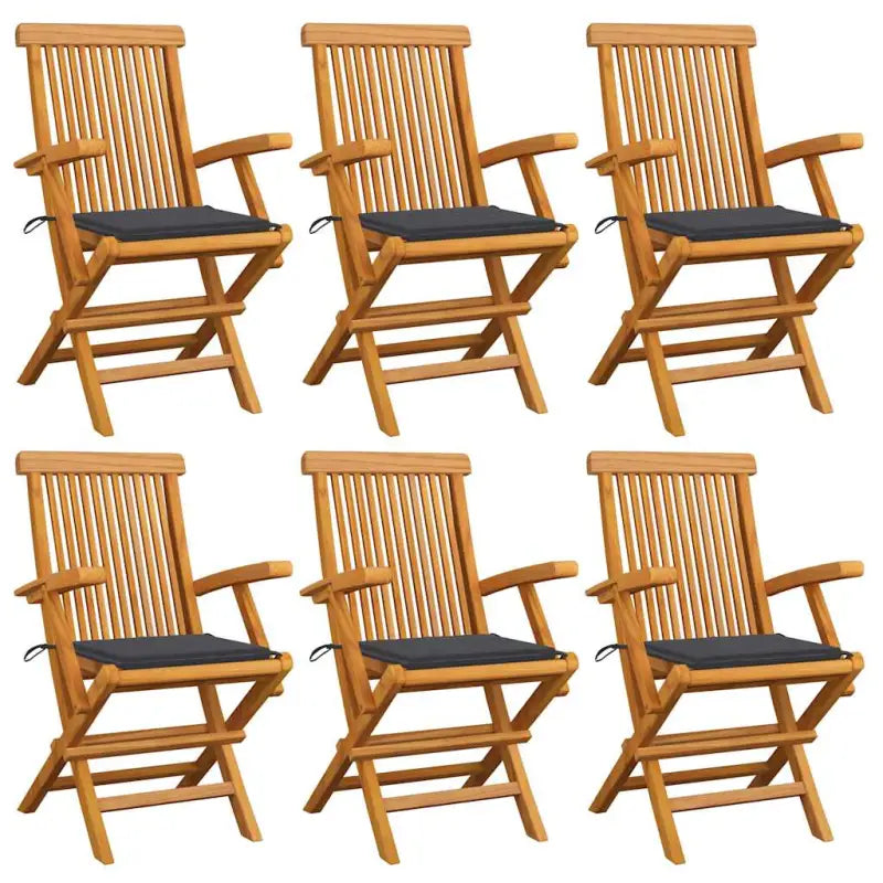 Fijn geschuurde houten tuinstoelen set voor tuin en terras - Antraciet / 6 - Tuinstoelen