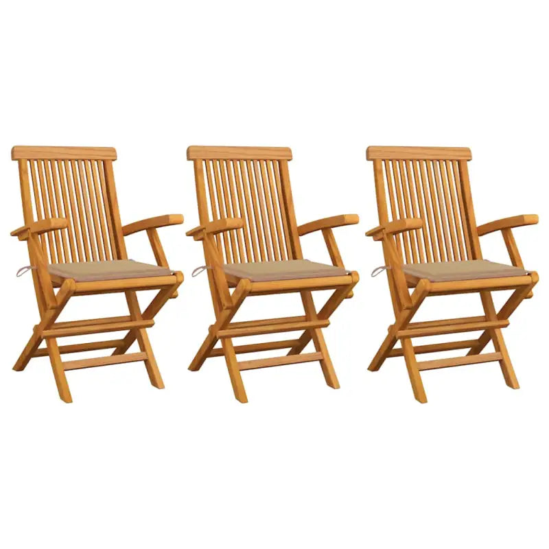 Fijn geschuurde houten tuinstoelen set voor tuin en terras - Beige / 3 - Tuinstoelen