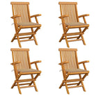 Fijn geschuurde houten tuinstoelen set voor tuin en terras - Beige / 4 - Tuinstoelen