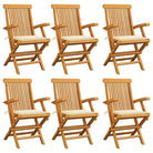 Fijn geschuurde houten tuinstoelen set voor tuin en terras - Crème / 6 - Tuinstoelen