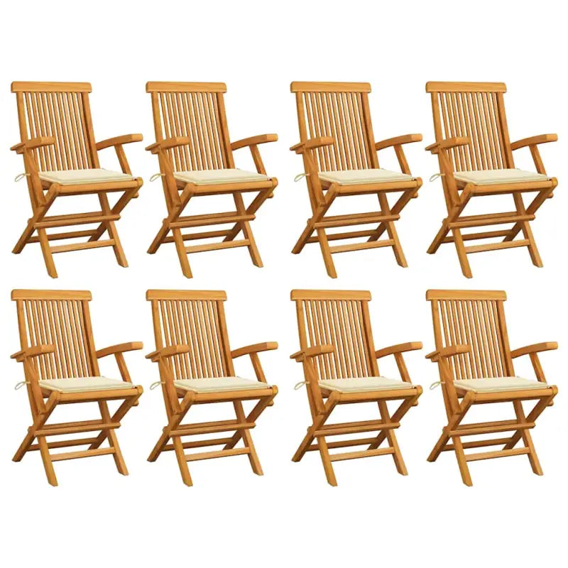 Fijn geschuurde houten tuinstoelen set voor tuin en terras - Crème / 8 - Tuinstoelen