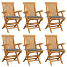 Fijn geschuurde houten tuinstoelen set voor tuin en terras - Grijs / 6 - Tuinstoelen